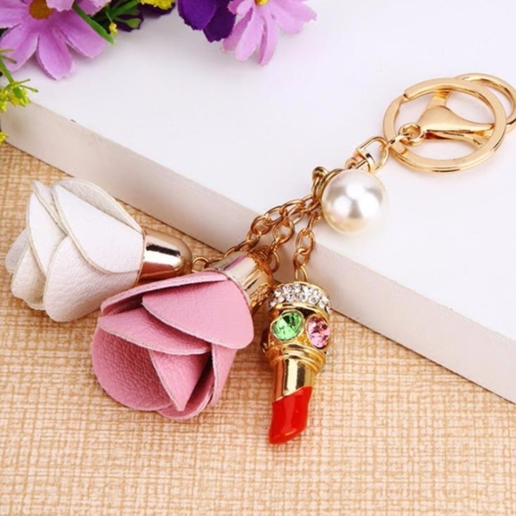 Cute Nation Accessories - NEW Cute Flower Lipstick Handbag Charm/Keychain 3